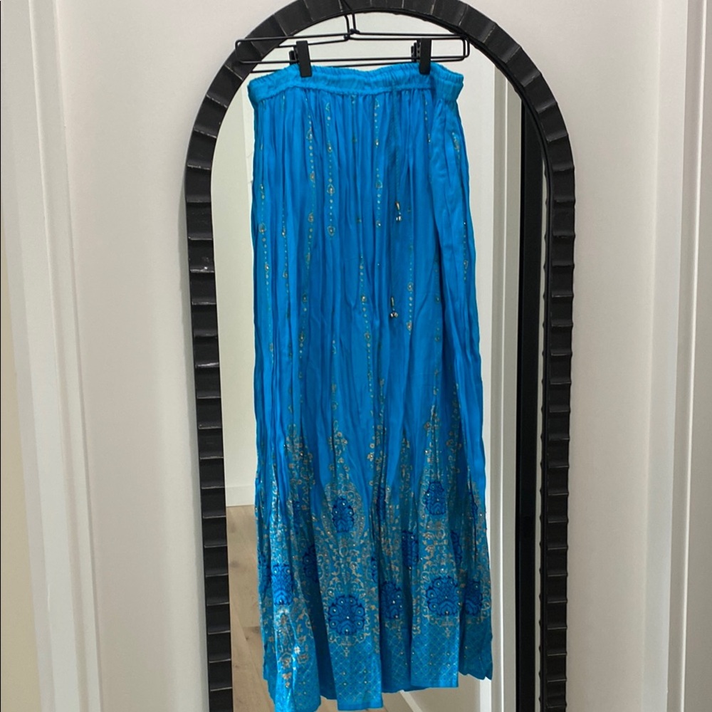Turquoise & Gold Maxi Skirt